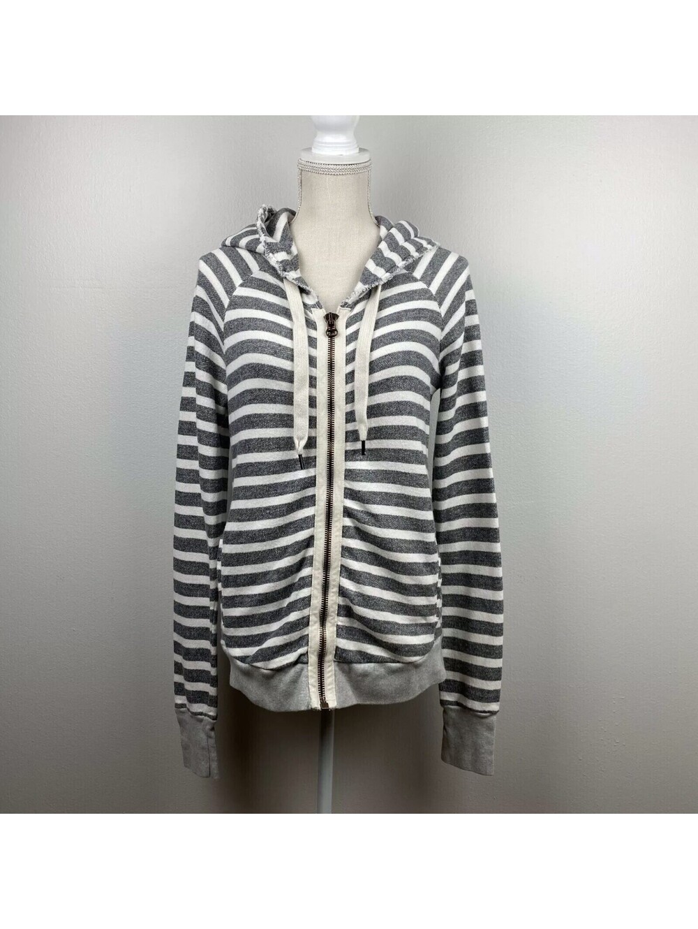 $295 NSF Chada Gray Striped Hoodie Small